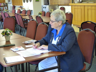 Organiser Felicity Rees pondering over some admin.