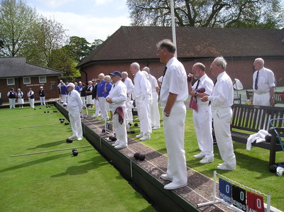 The teams line up before the Oxford match.    