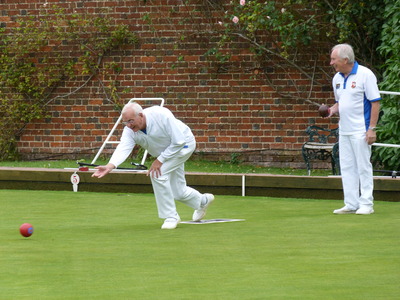 Tim Hyde bowling in the Goodway Cup match.